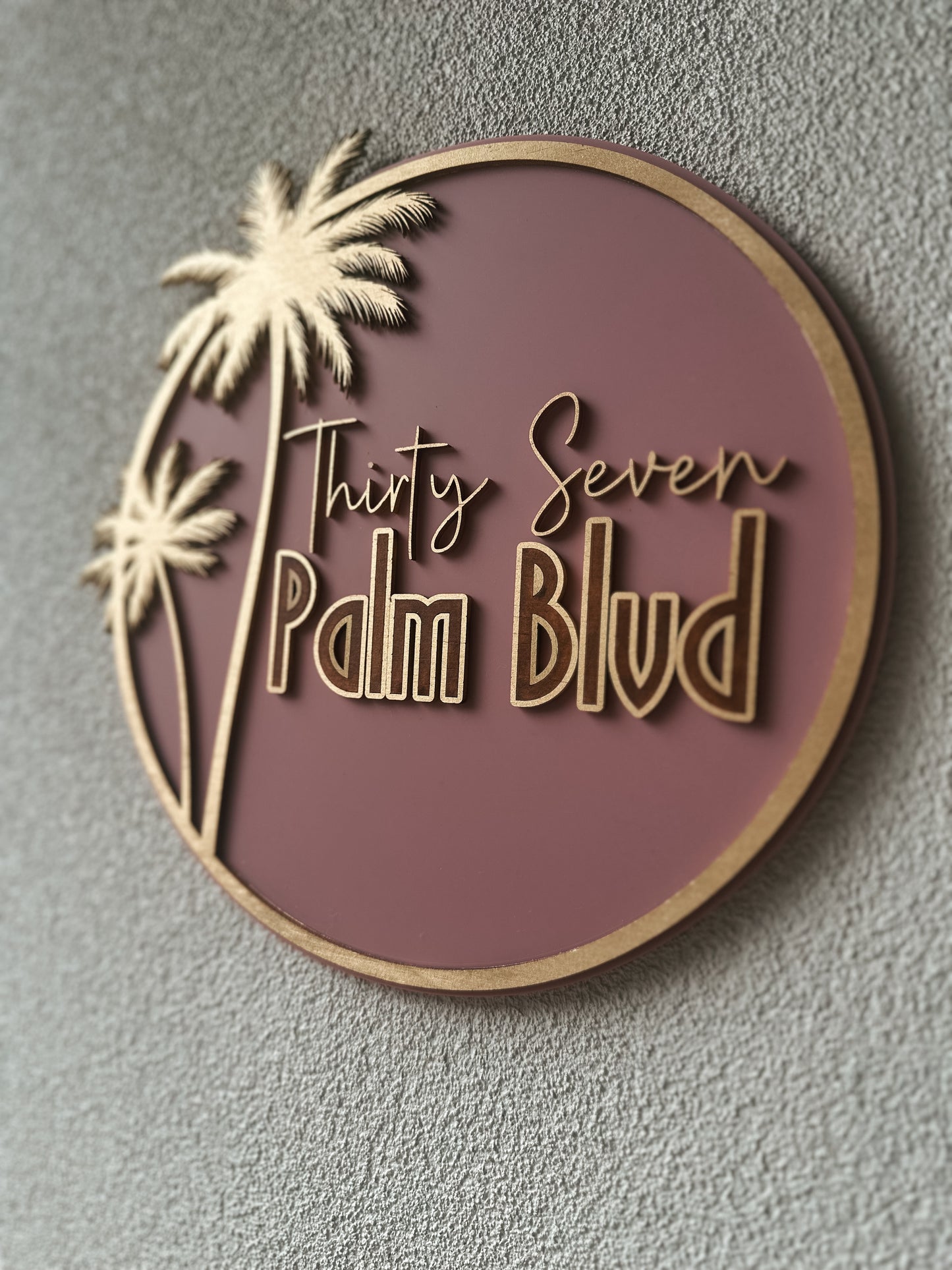 Custom Palm Tree Round Address Sign