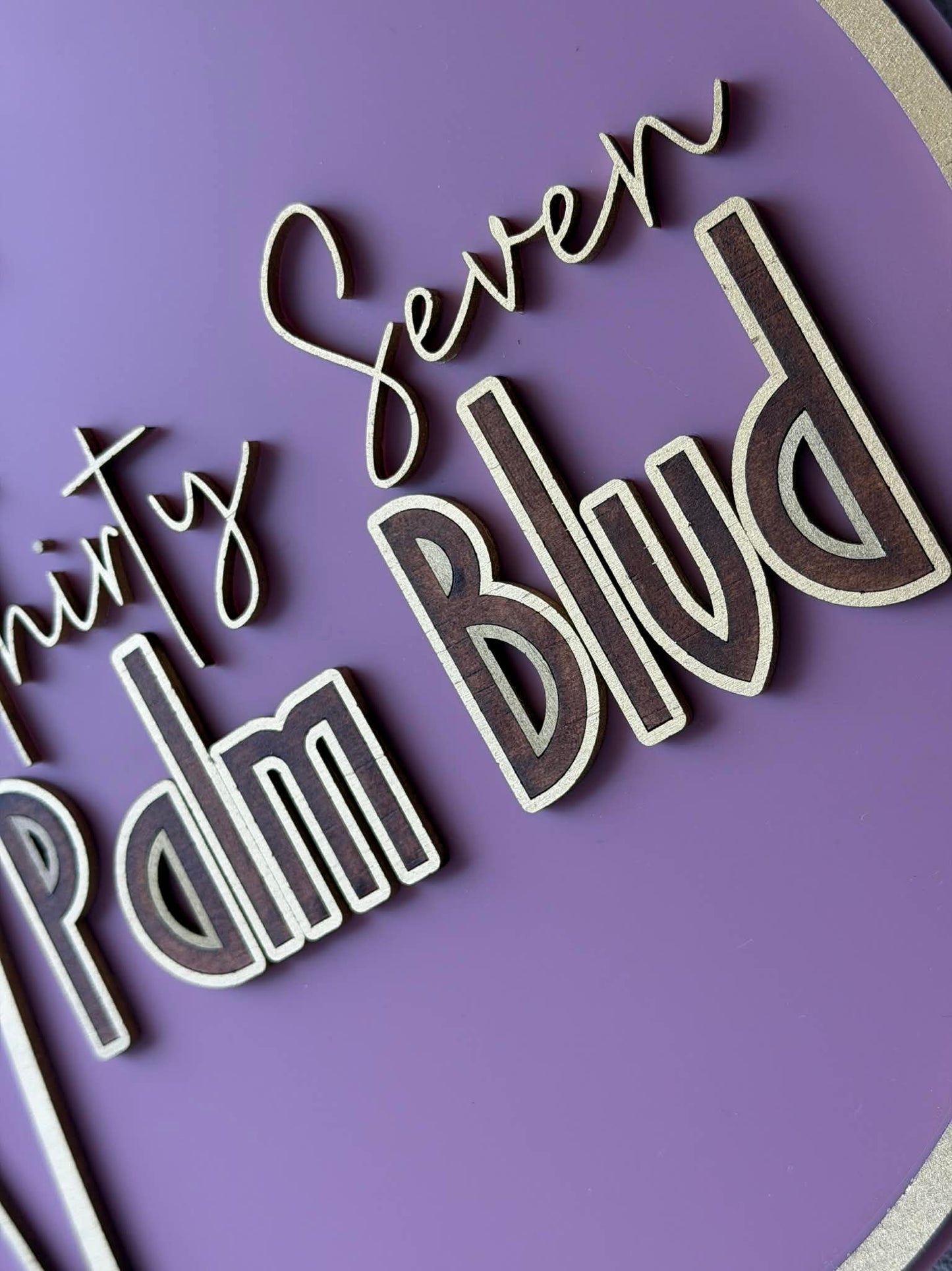Custom Palm Tree Round Address Sign