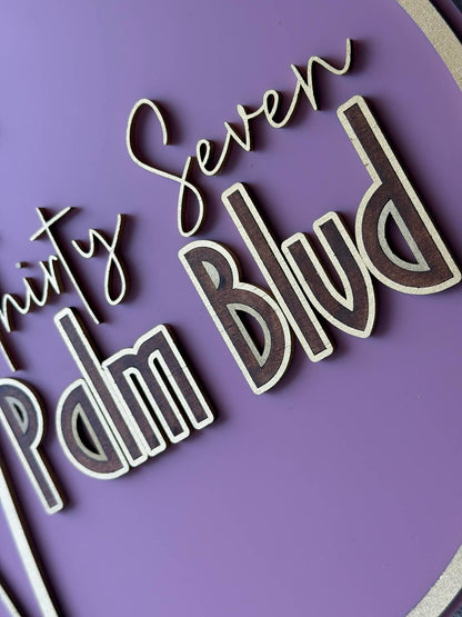 Custom Palm Tree Round Address Sign