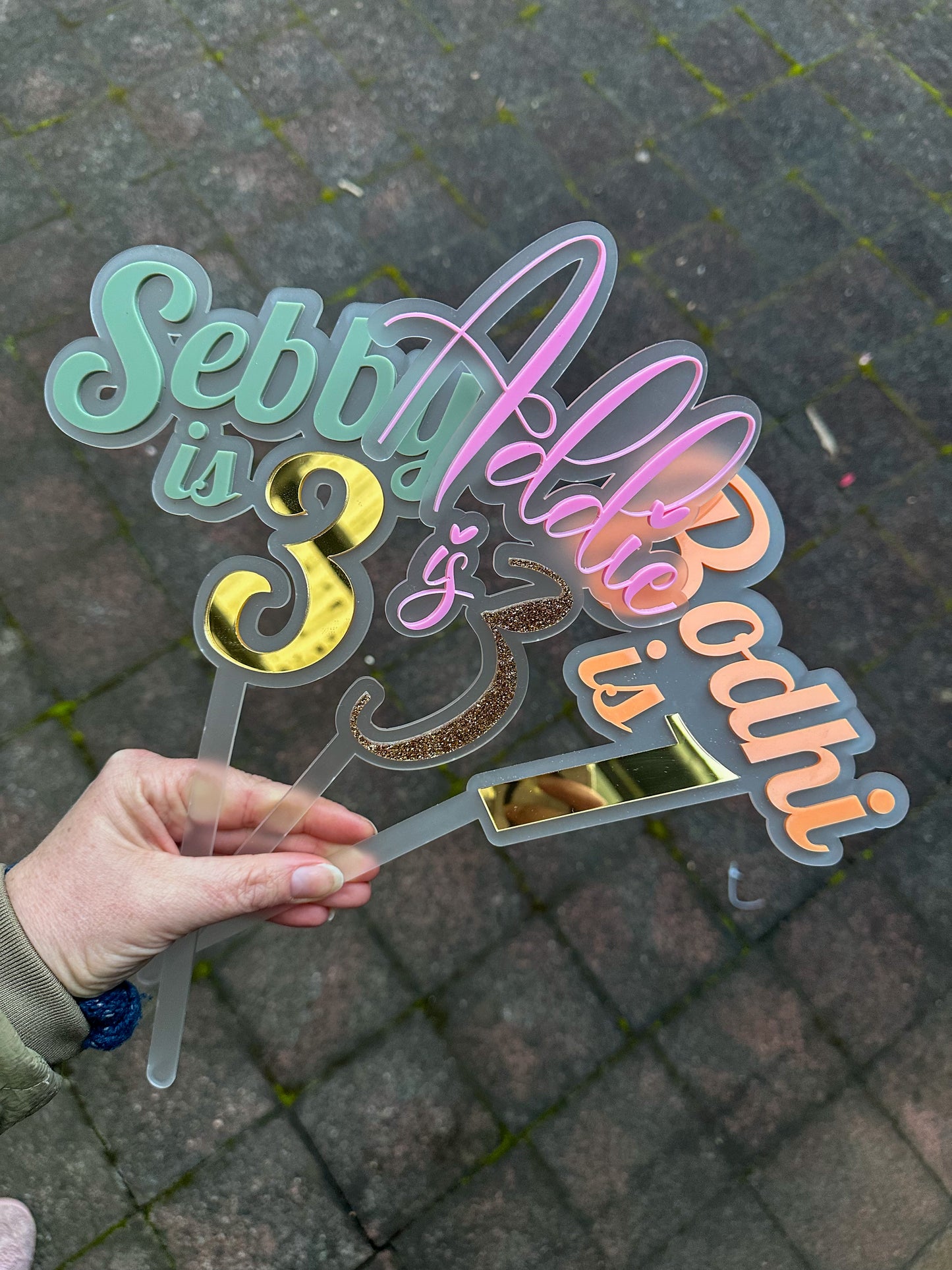 Custom Acrylic Retro font Cake Topper
