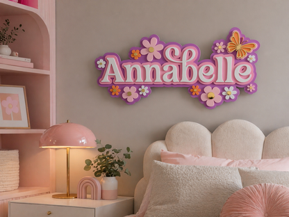Flower Power Custom Wall m Name Sign