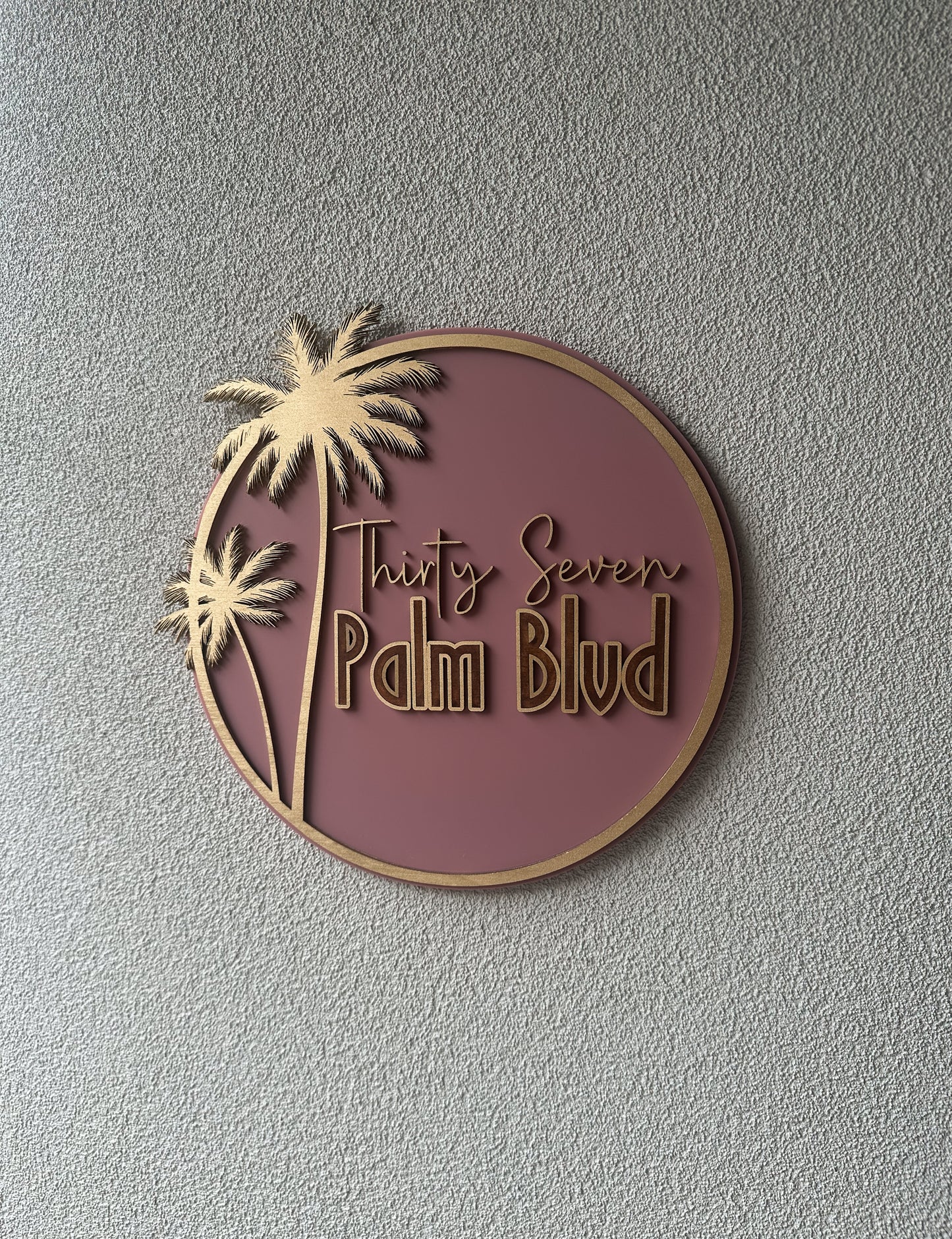 Custom Palm Tree Round Address Sign