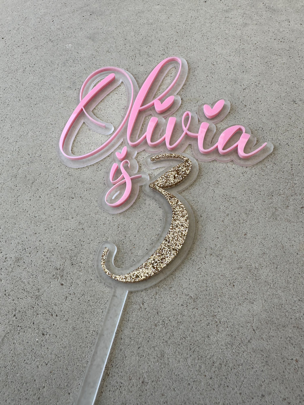 Custom Acrylic Heart font Cake Topper