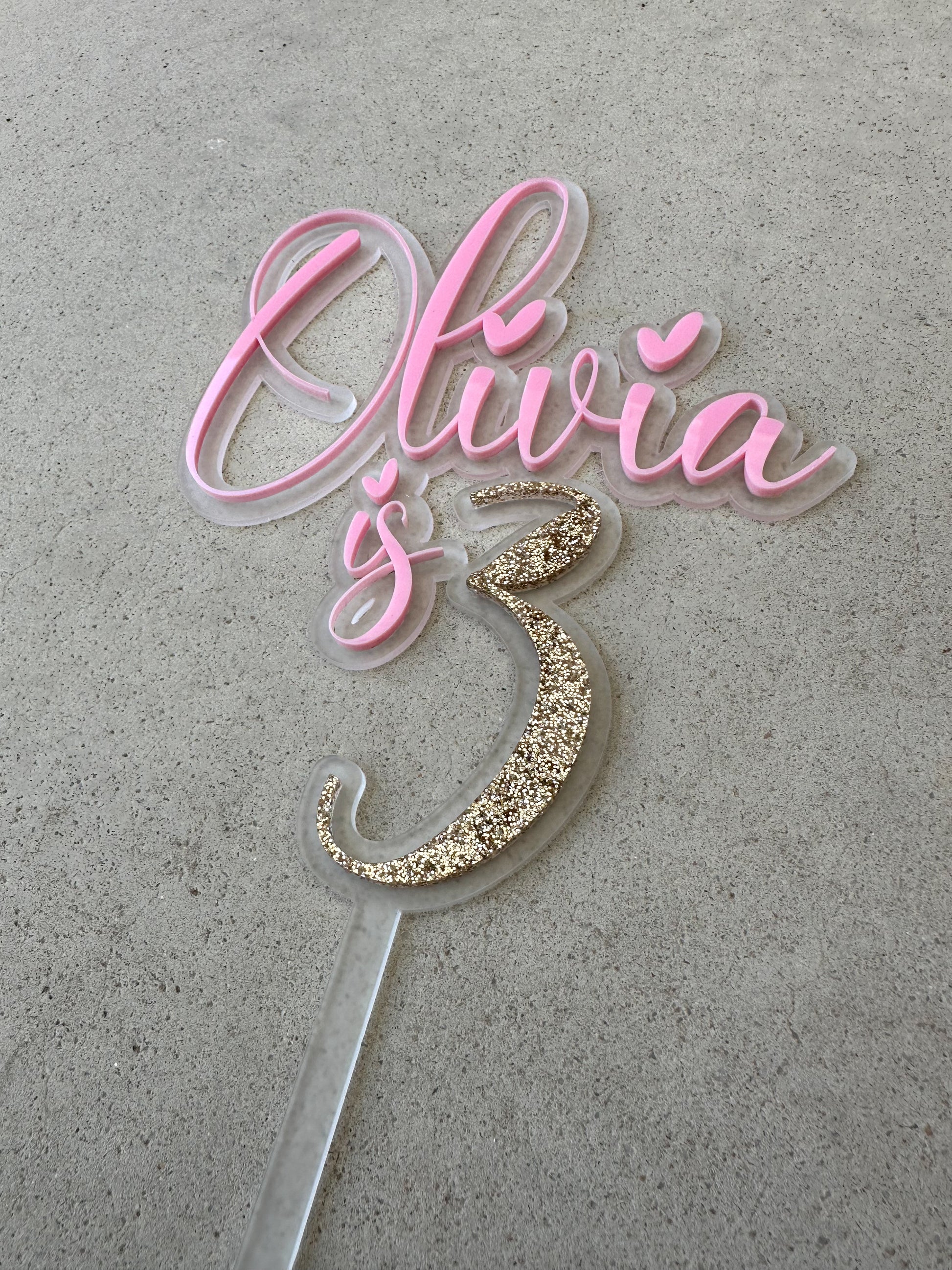 Custom Acrylic Heart font Cake Topper