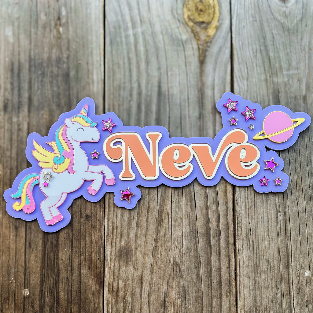 ✨ Custom Unicorn Acrylic Name Wall Sign – Kids & Nursery Decor (50cm) ✨