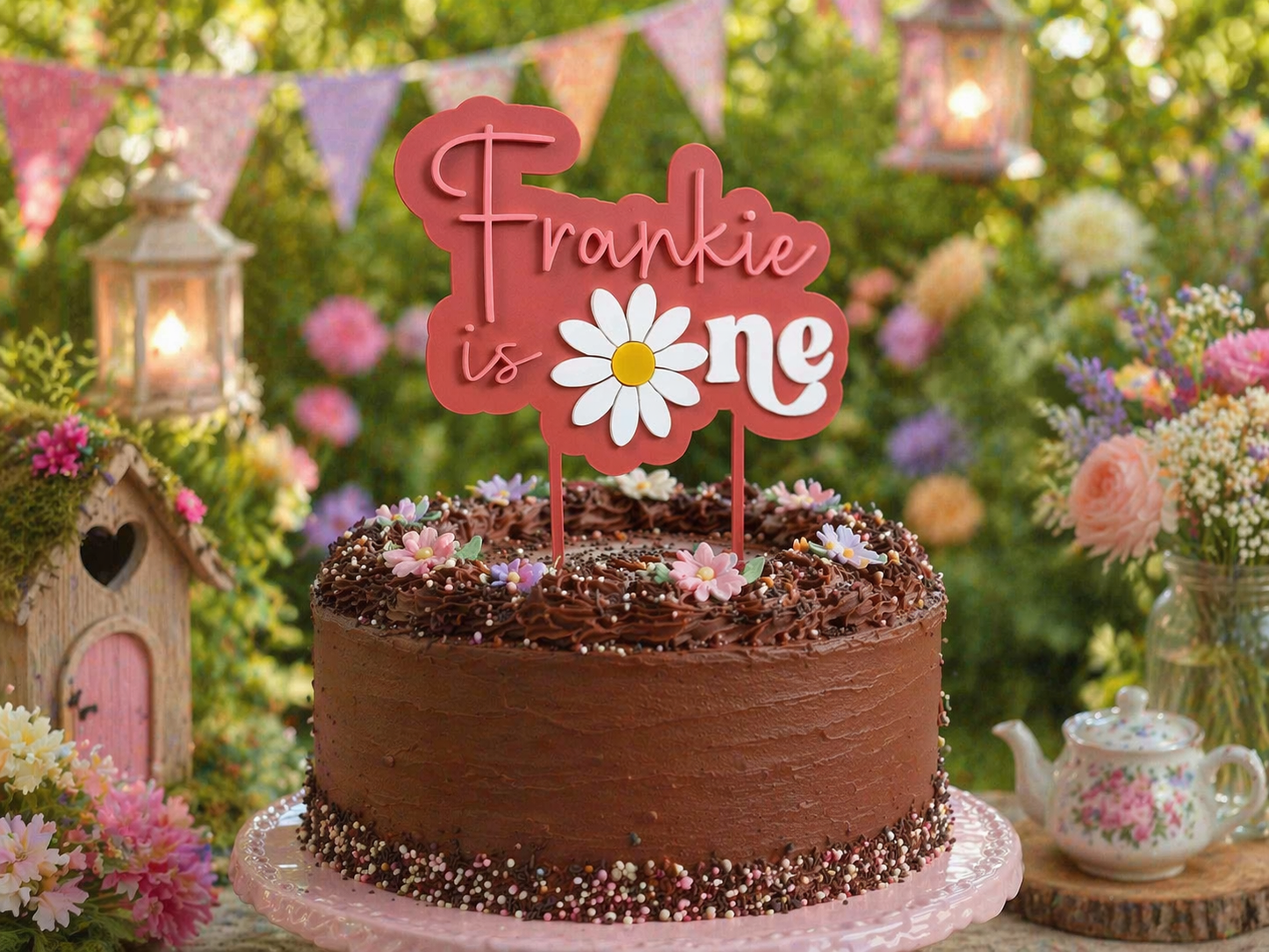 Custom Daisy First Birthday Topper