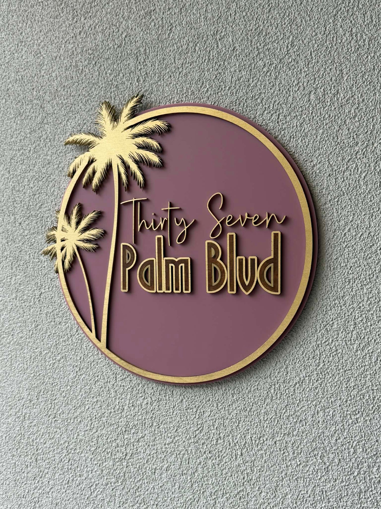Custom Palm Tree Round Address Sign