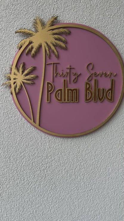 Custom Palm Tree Round Address Sign